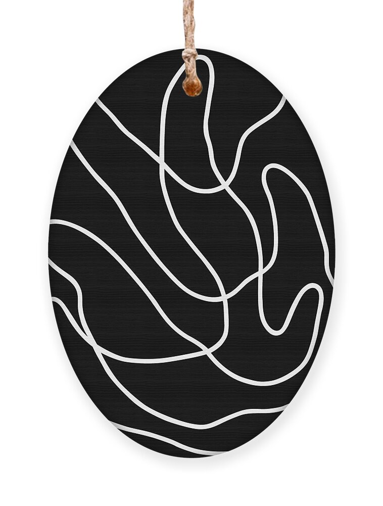 Nikita Coulombe Ornament featuring the painting Buddhas Hand I white line on black background by Nikita Coulombe
