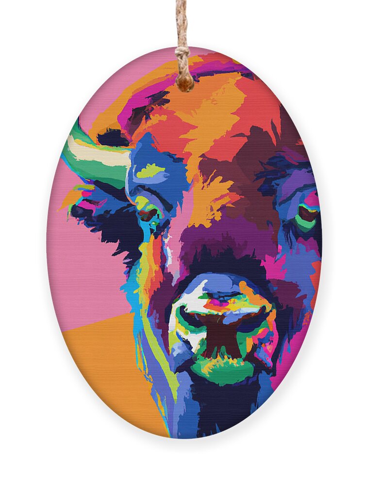 Ornament featuring the painting Buffalo pop. by Emanuel Alvarez Valencia