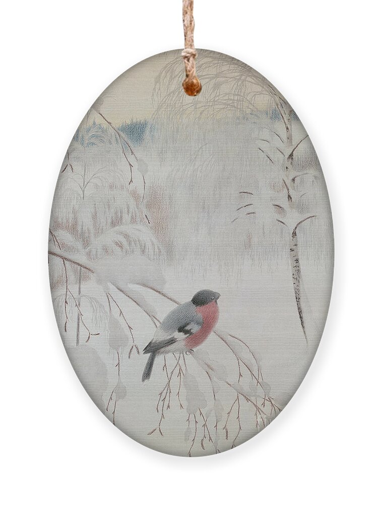 Theodor Kittelsen Ornament featuring the drawing Bullfinch, 1906 by O Vaering by Theodor Kittelsen