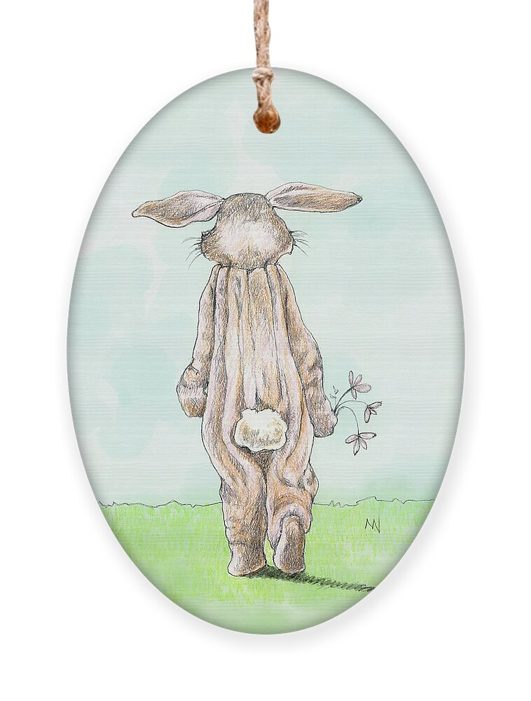 Easter Ornament featuring the mixed media Bunny Suit by AnneMarie Welsh