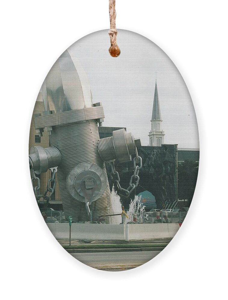 Public Art Ornament featuring the sculpture Busted Plug Plaza by Blue Sky
