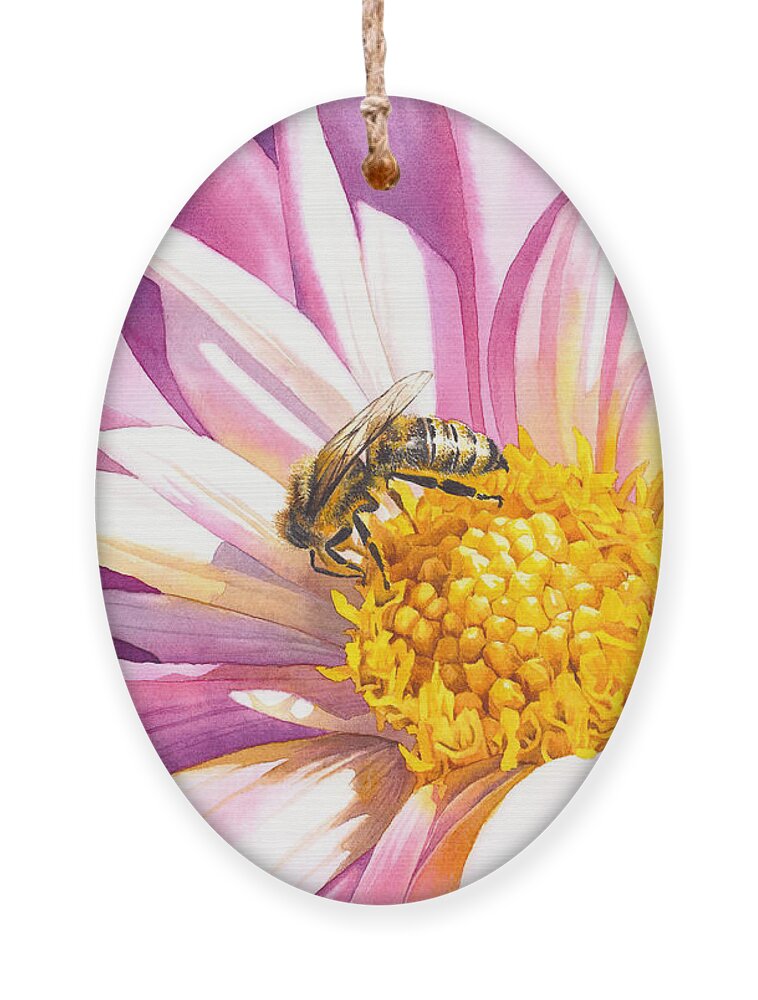 Bee Ornament featuring the painting Busy Bee by Espero Art