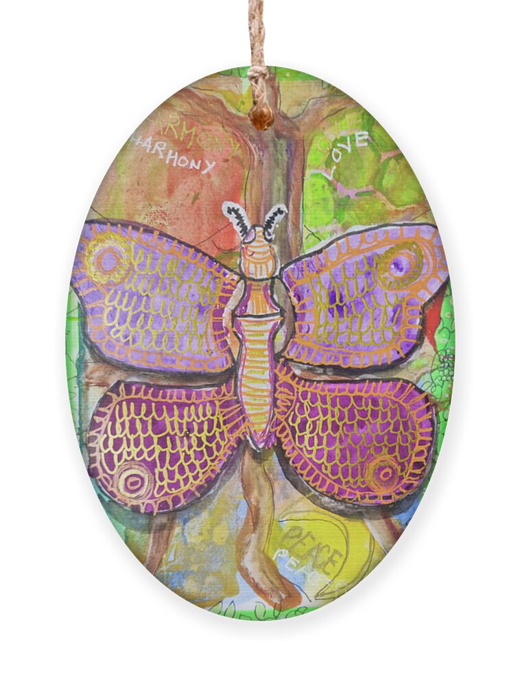 Butterfly Ornament featuring the painting Butterfly Magic by Mimulux Patricia No