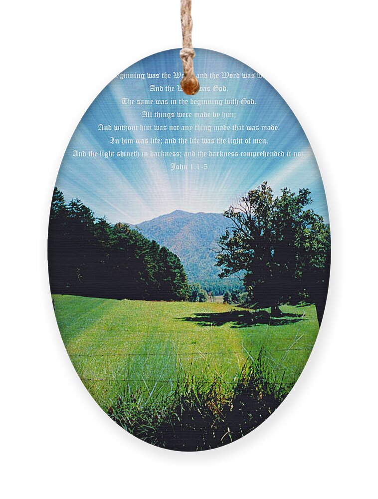 Cades Cove Ornament featuring the photograph Cades Cove Sunburst John 1vs1to5 by Mike McBrayer