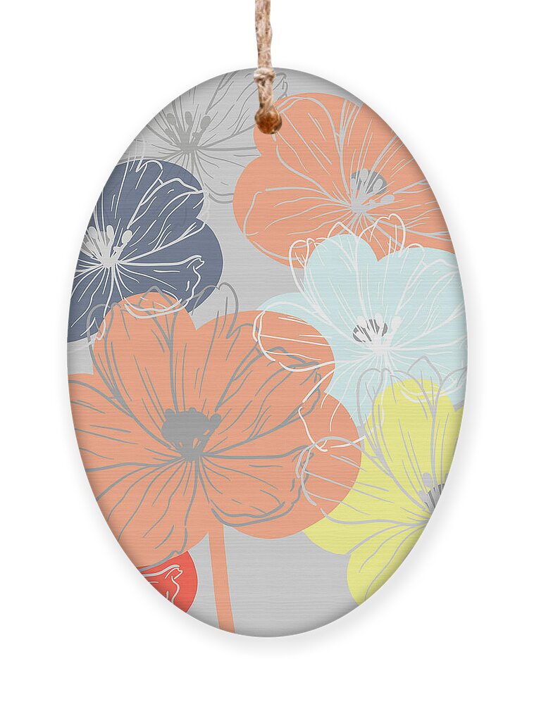 Big Flowers Ornament featuring the digital art California Coast Colors - Field of Flowers by Christie Olstad