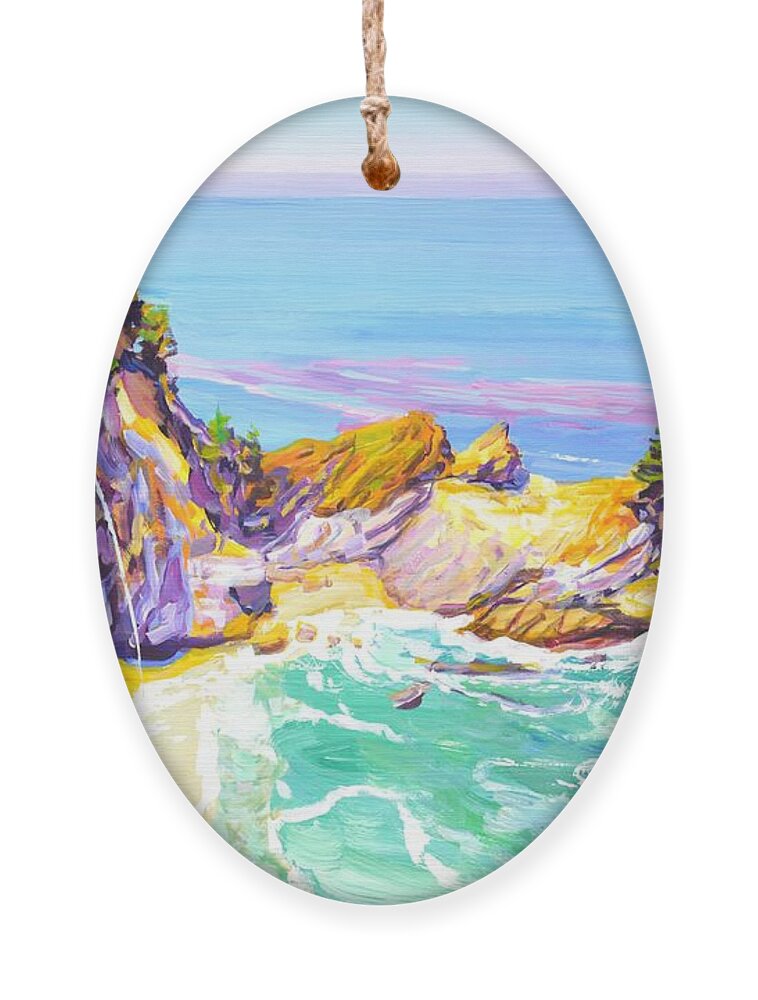 Ocean Ornament featuring the painting California. Ocean. Beach. by Iryna Kastsova