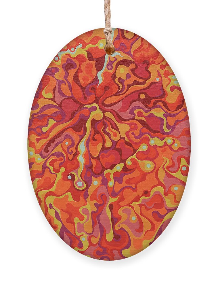 Vegetable Ornament featuring the painting Call of the Kaleidoscopic Carrot Medallion by Amy Ferrari