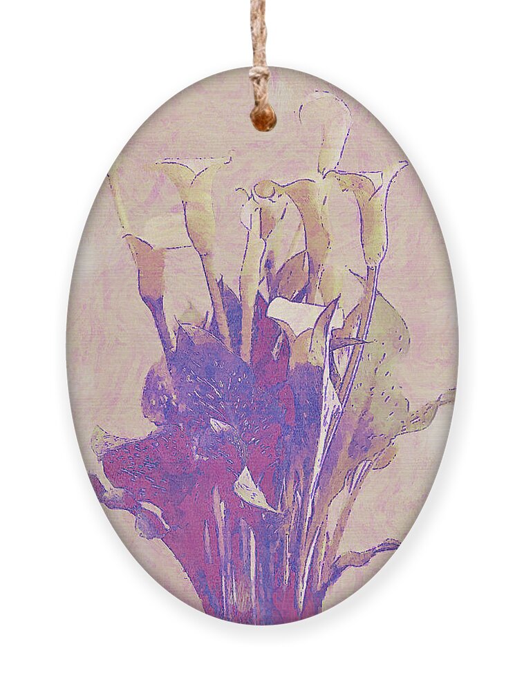 Calla Lily Ornament featuring the digital art Calla Lily Portrait Vintage Style by Gaby Ethington
