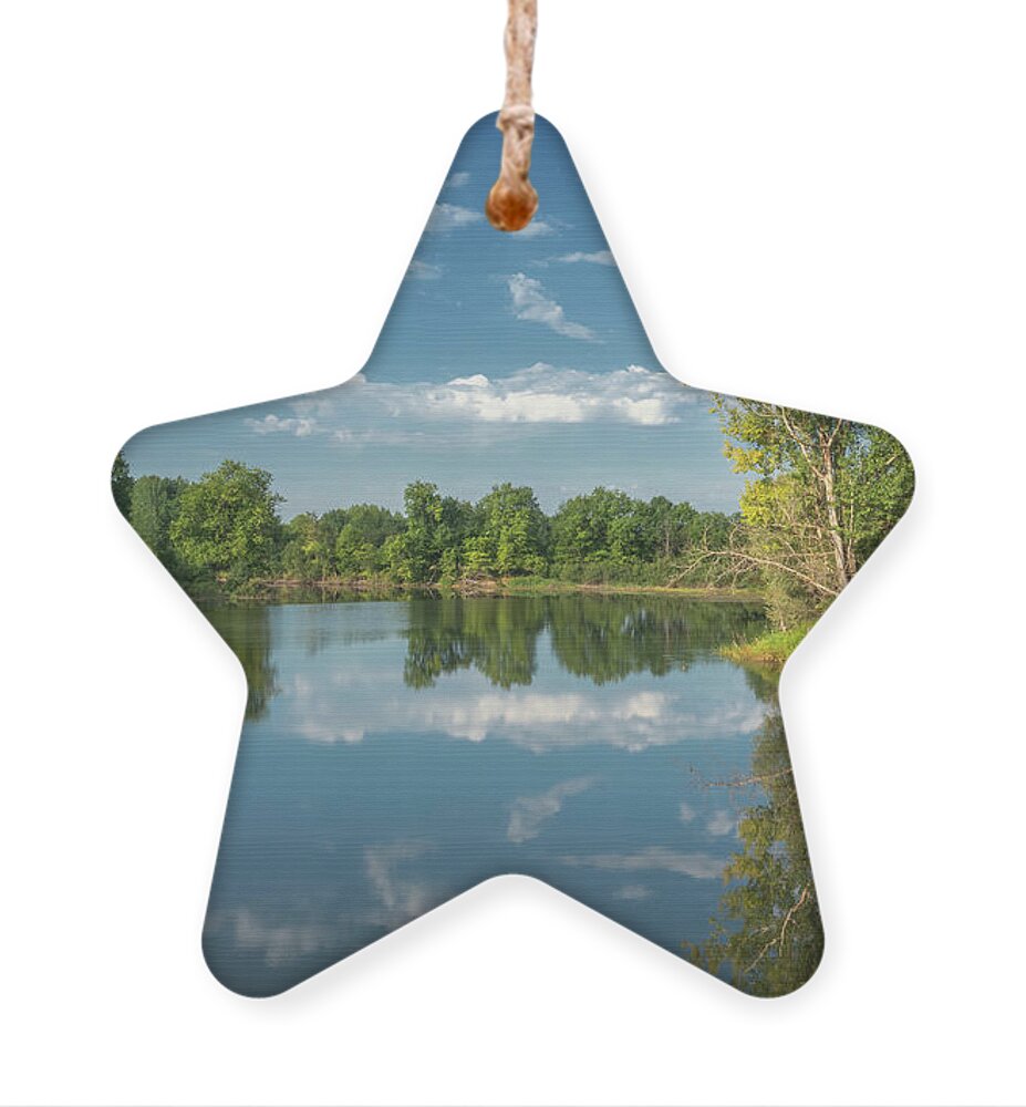 Lake Ornament featuring the photograph Calm summer lake in forest by Mikhail Kokhanchikov