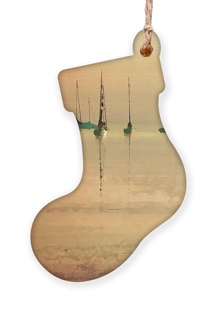 Fishing Boats Ornament featuring the digital art Calm Waters by Shelli Fitzpatrick