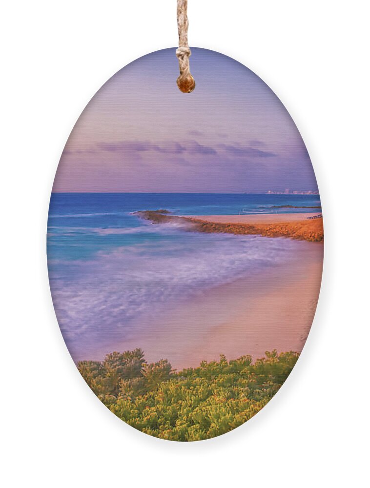 Cancun Ornament featuring the photograph Cancun beach at sunrise by Tatiana Travelways