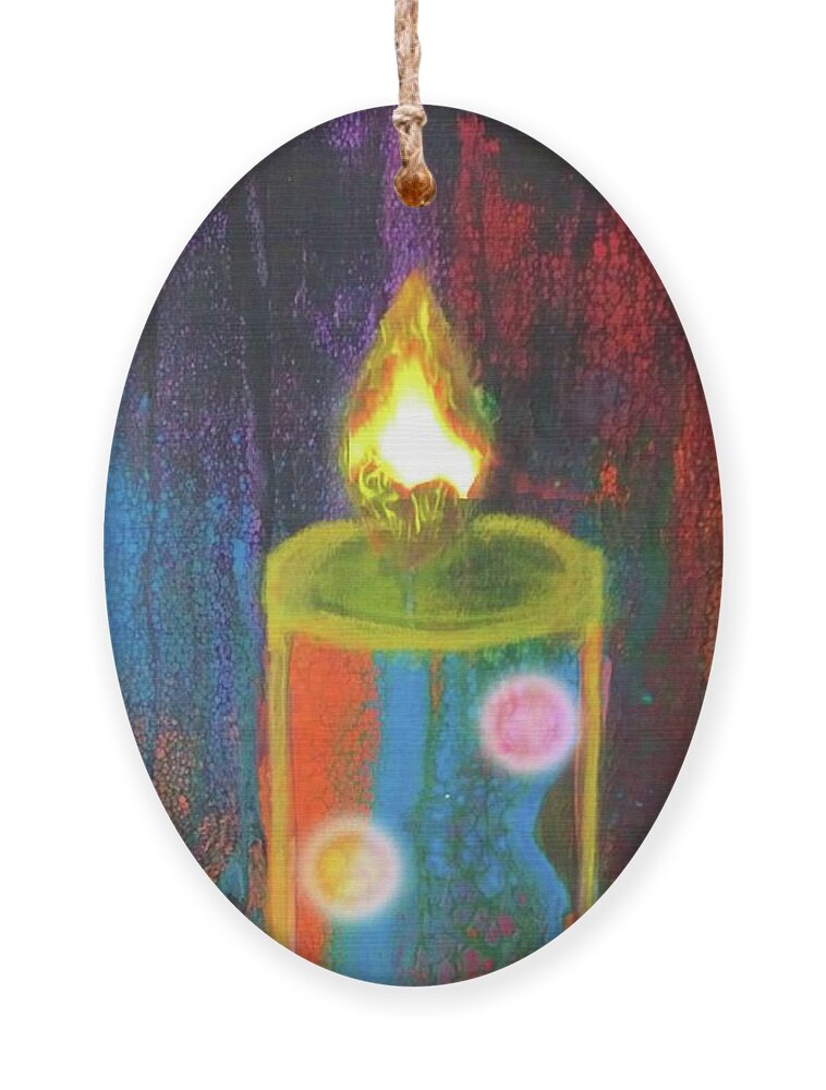 Candle Ornament featuring the mixed media Candle In The Rain by Anna Adams