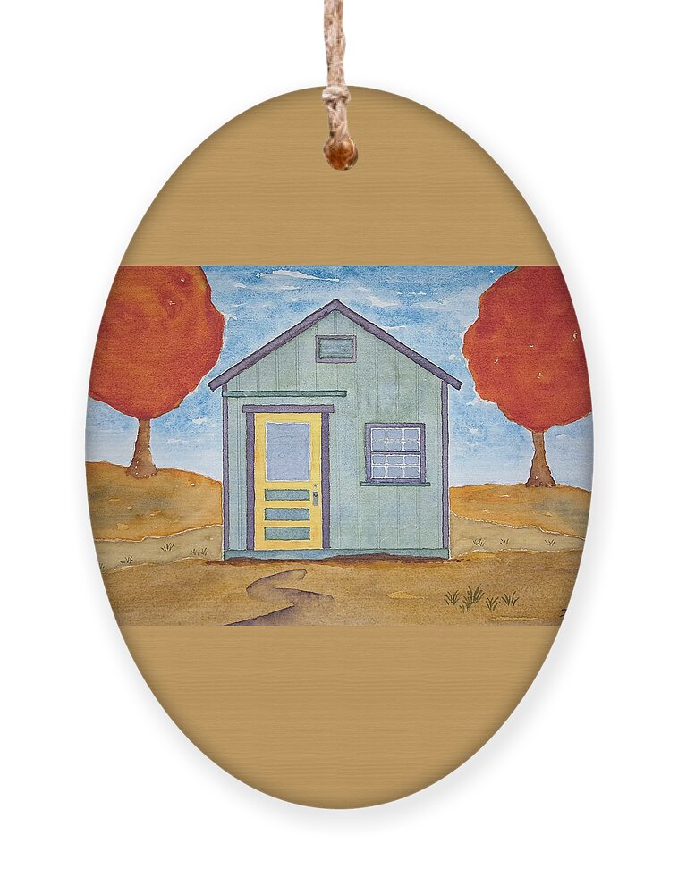 Watercolor Ornament featuring the painting Cannery Row Shack by John Klobucher