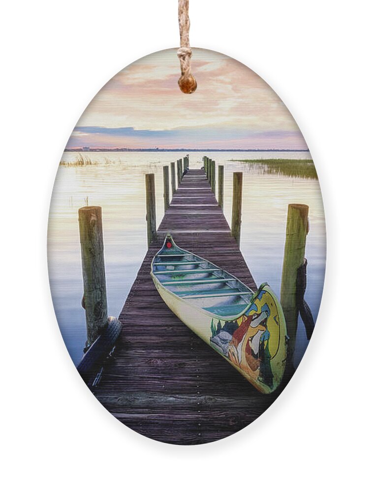 Dock Ornament featuring the photograph Canoe on the Dock by Debra and Dave Vanderlaan