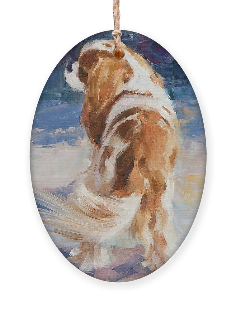 Dogs Ornament featuring the painting Can't Stop My Tail by Lindsey Bittner Graham