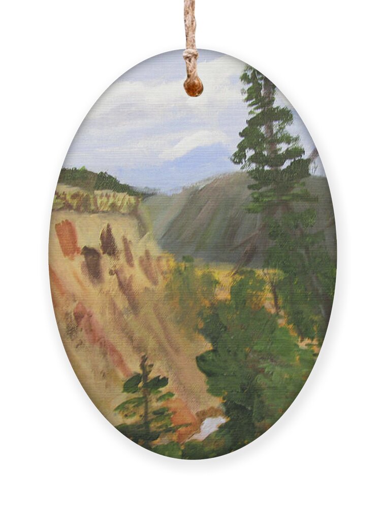 Yellowstone Ornament featuring the painting Canyon Colors2 by Linda Feinberg