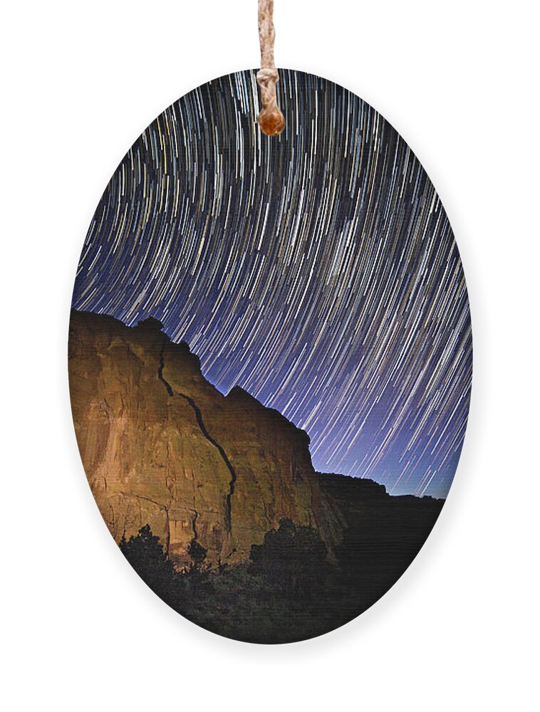 Startrail Ornament featuring the photograph Capitol Reef Star Trail by Wesley Aston