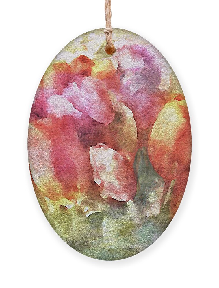 Tulip Bouquet Ornament featuring the painting Captured Spring by Susan Maxwell Schmidt