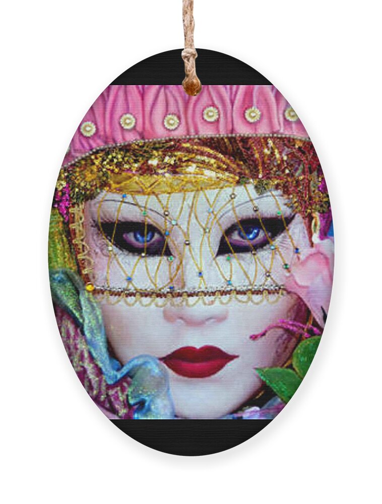 Mixed Media Painting Ornament featuring the mixed media Carolina II Carnival of Venice by Anni Adkins