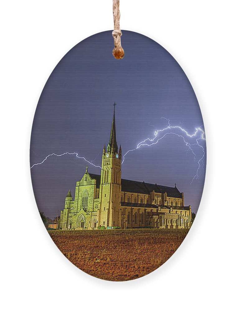 Church Ornament featuring the photograph Cathedral Lightning by Marcus Hustedde