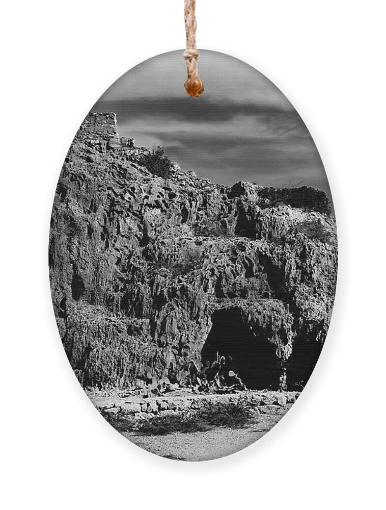 Cave Ornament featuring the photograph Cave in BW by Pam Rendall