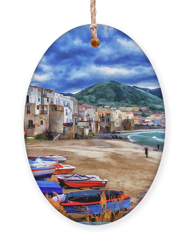 Italy Ornament featuring the photograph Cefalu Waterfront by Monroe Payne