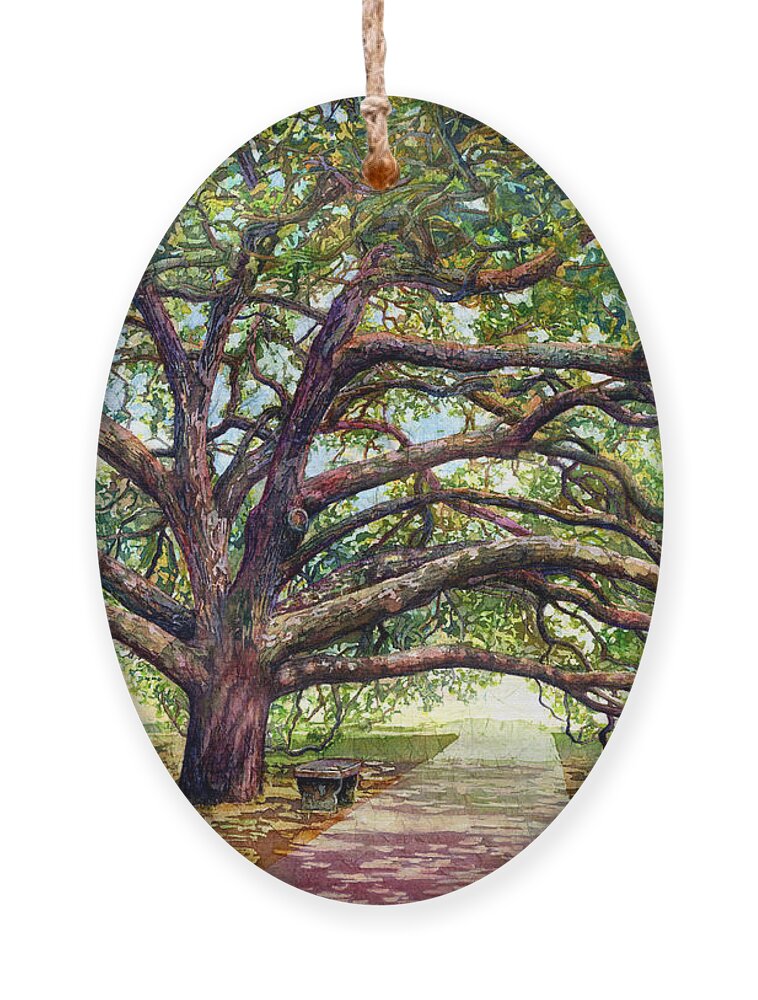 Oak Ornament featuring the painting Century Tree 2 by Hailey E Herrera