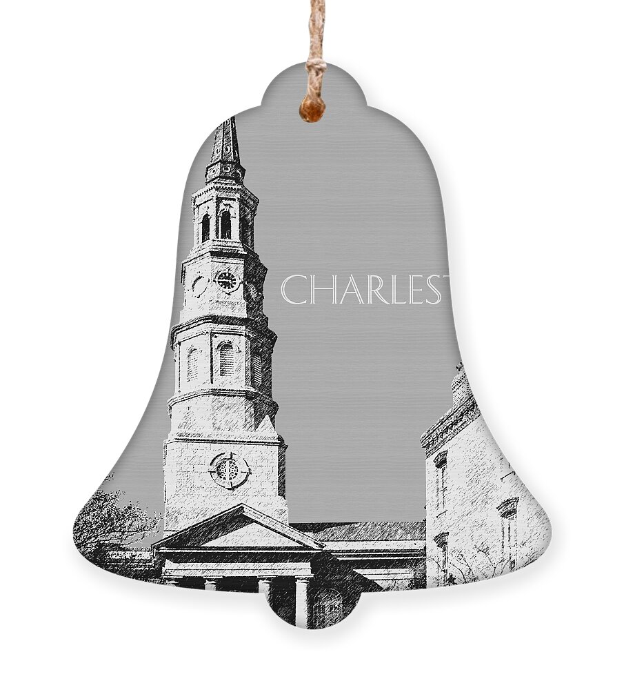 Architecture Ornament featuring the digital art Charleston St. Phillips Church - Silver    by DB Artist