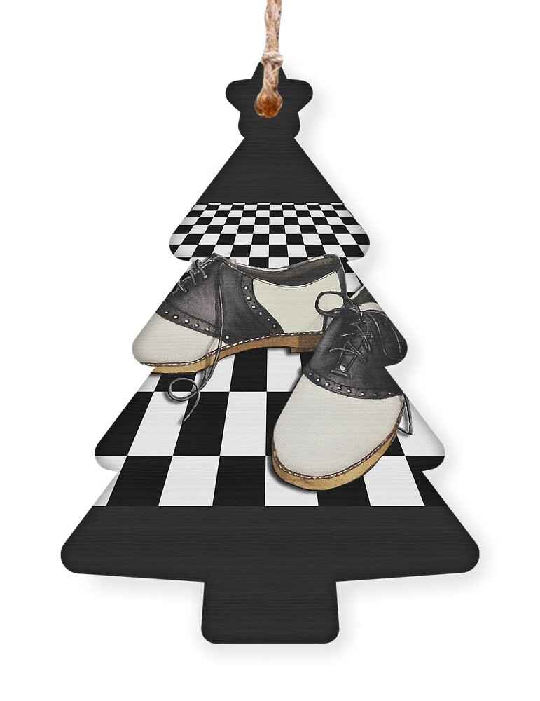 Saddle Shoes Ornament featuring the painting Checkered Saddle Shoes by Kelly Mills