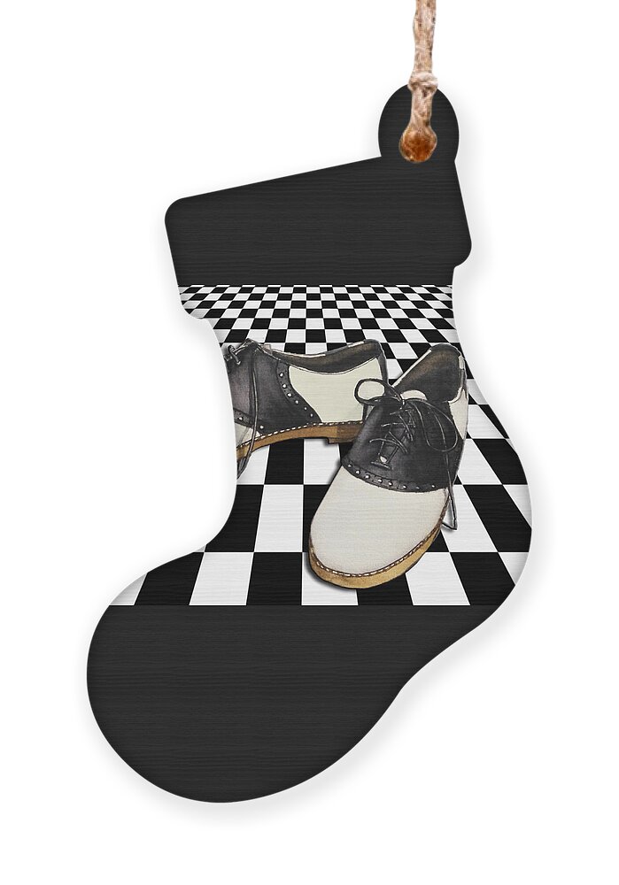 Saddle Shoes Ornament featuring the painting Checkered Saddle Shoes by Kelly Mills