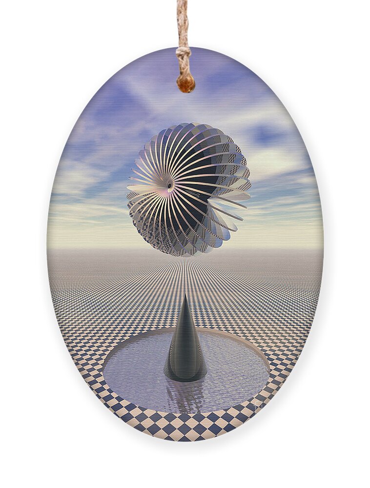 Gravity Ornament featuring the digital art Checkers Landscape by Phil Perkins