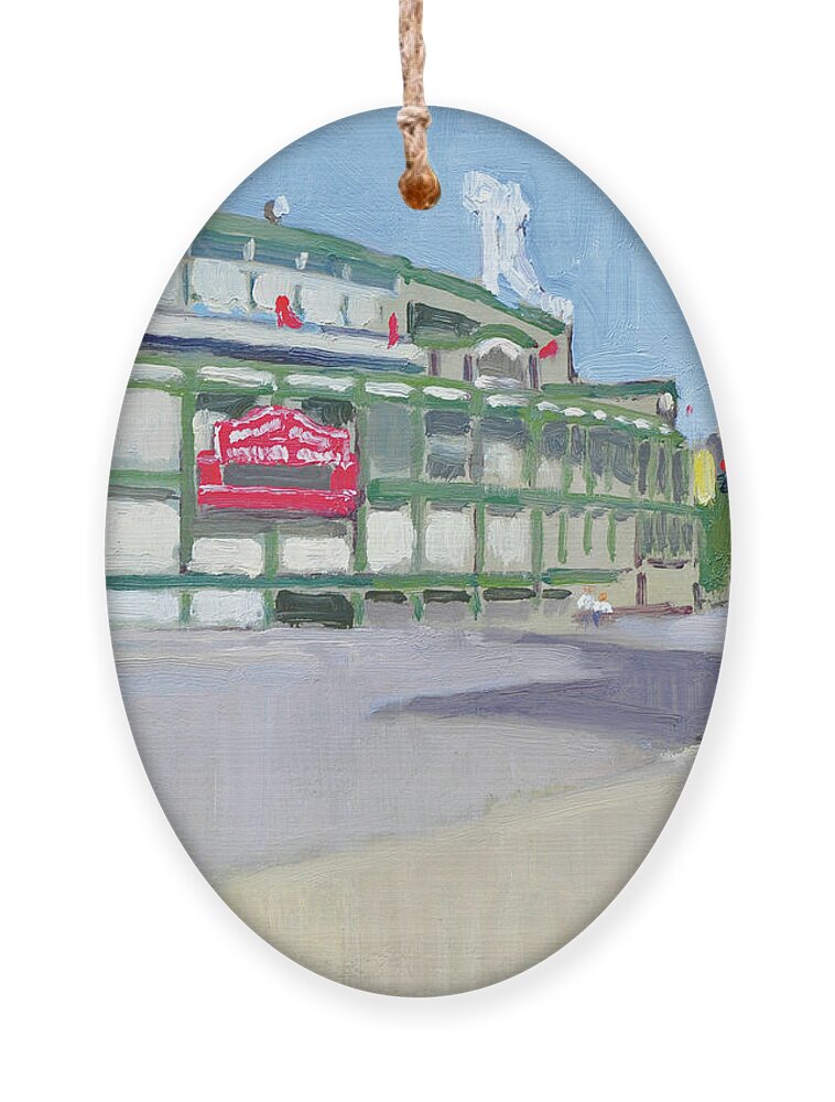 Wrigley Field Ornament featuring the painting Chicago Cubs at Wrigley Field - Chicago, Illinois by Paul Strahm