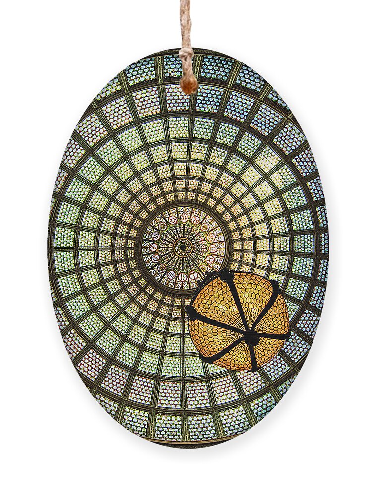 Art Ornament featuring the photograph Chicago Cultural Center Dome Square by David Levin