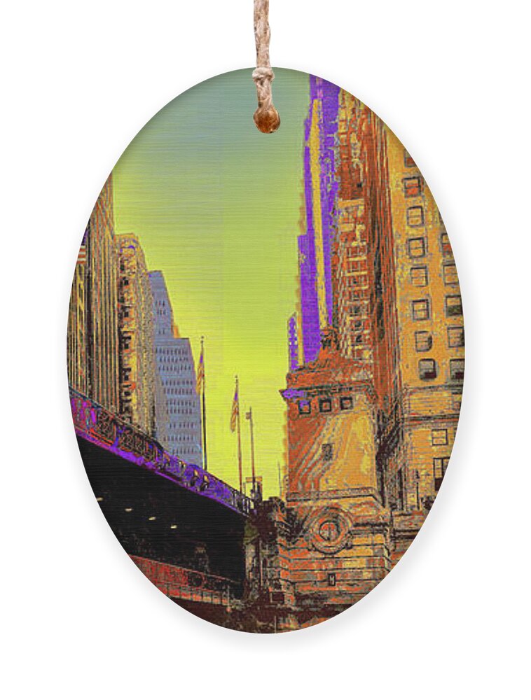 Chicago Ornament featuring the digital art Chicago - DuSable Bridge by CHAZ Daugherty