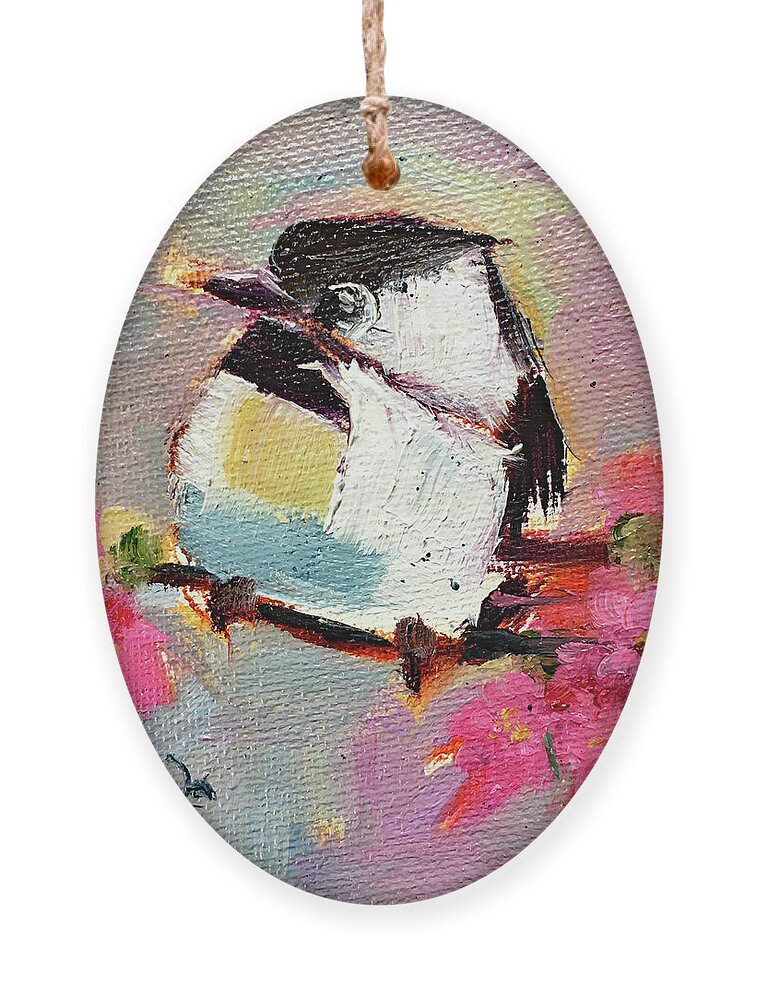 Chickadee Ornament featuring the painting Chickadee 5 by Roxy Rich
