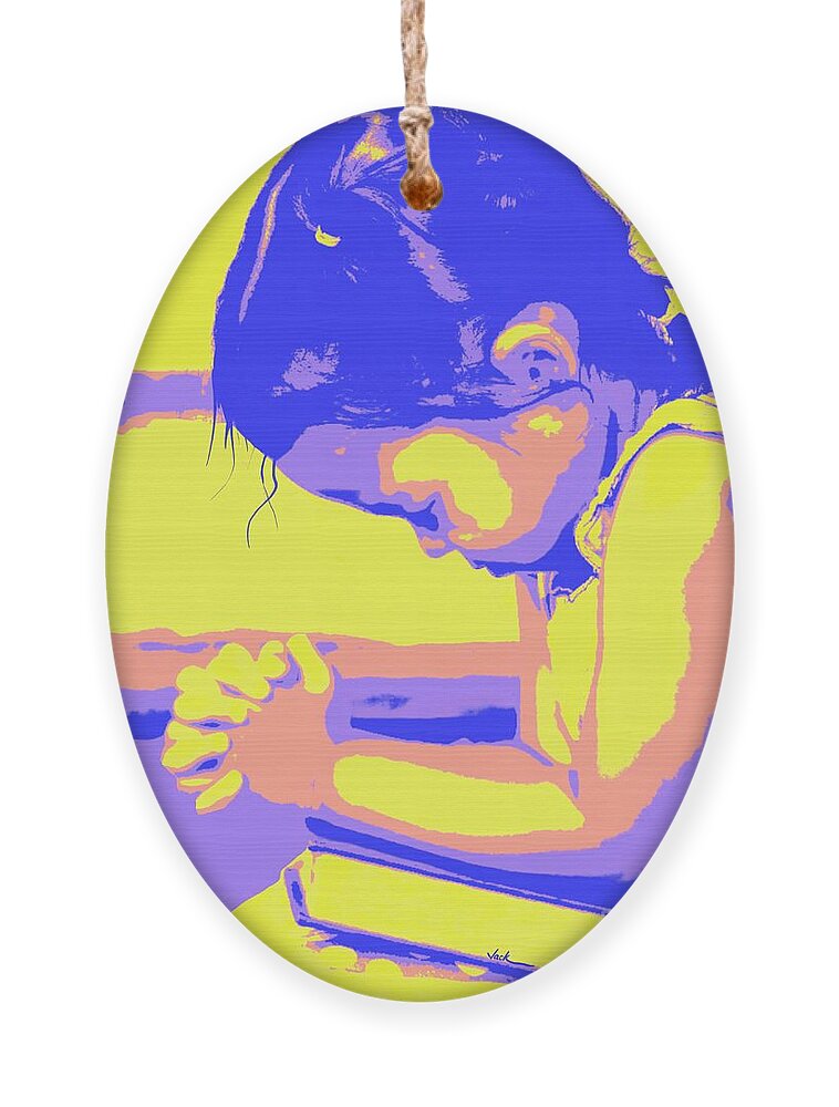 Prayer Ornament featuring the painting Child Praying 1 by Jack Bunds