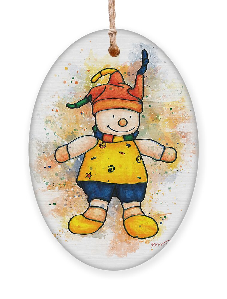 Children's Toy Ornament featuring the painting Children's toy painting, clown toy by Nadia CHEVREL