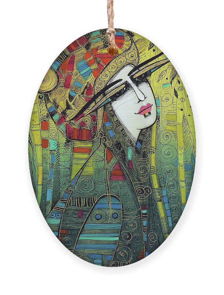 Albena Ornament featuring the painting China girl by Albena Vatcheva