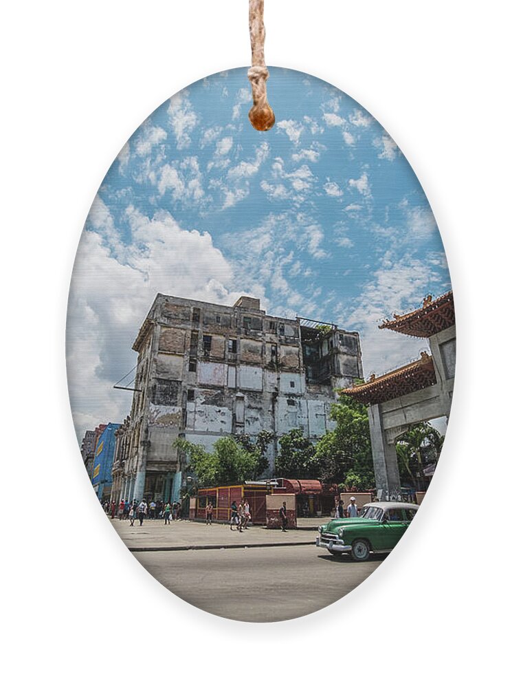 Cuba Ornament featuring the photograph China town entrance. Havana. Cuba by Lie Yim