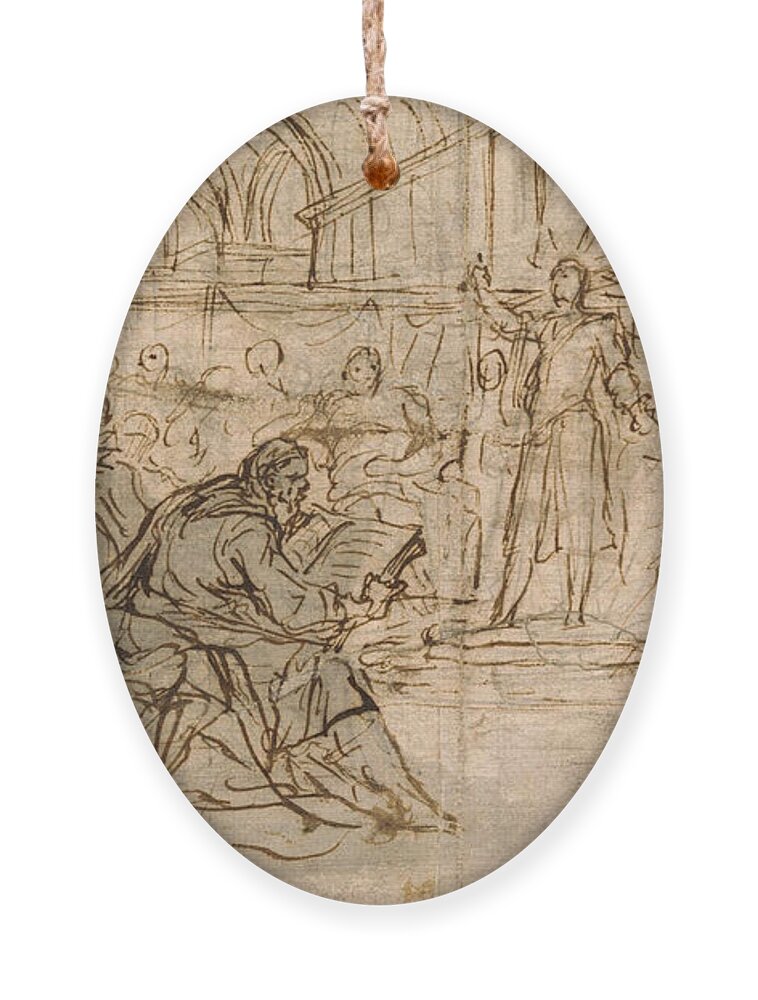 Louis Laguerre Ornament featuring the drawing Christ Disputing with the Elders in the Temple by Louis Laguerre
