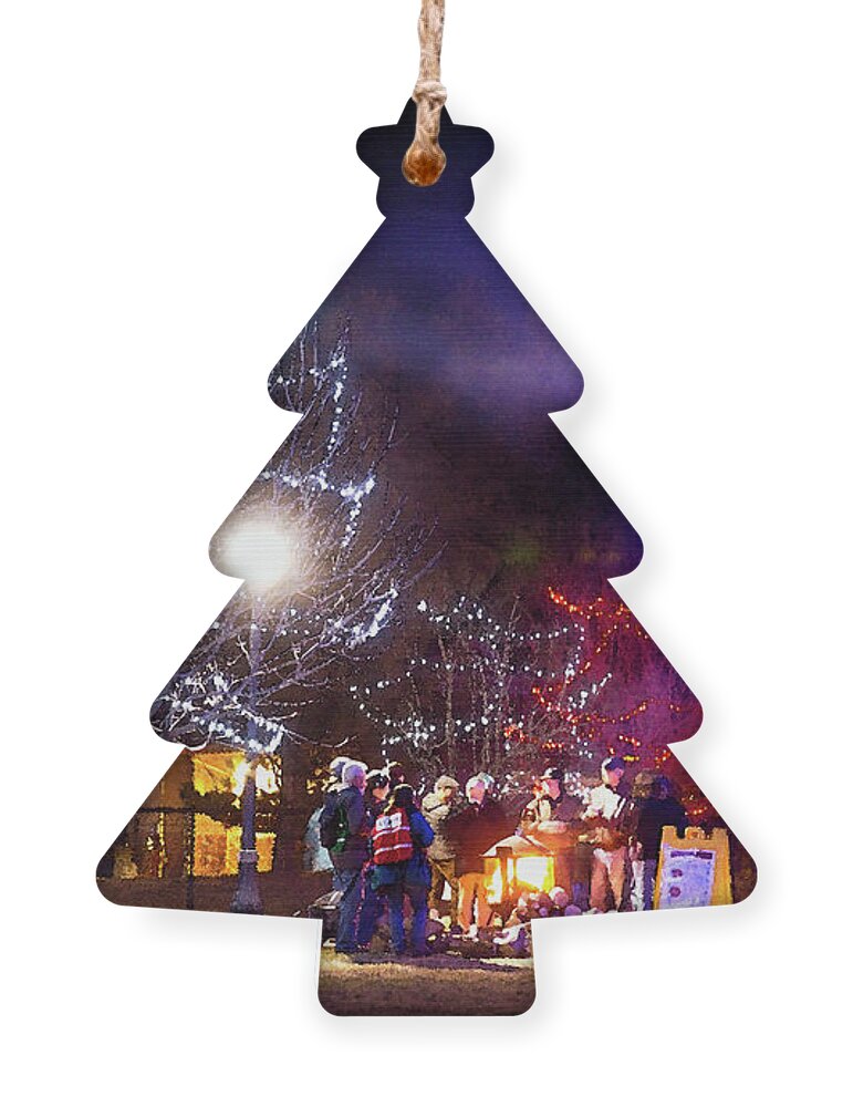 Christmas Ornament featuring the photograph Christmas Bonfire Watercolor by James BO Insogna
