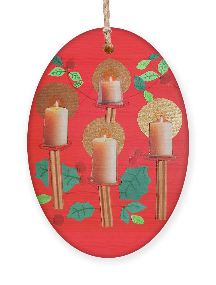 Candles Ornament featuring the painting By candle light by Carolina Prieto Moreno