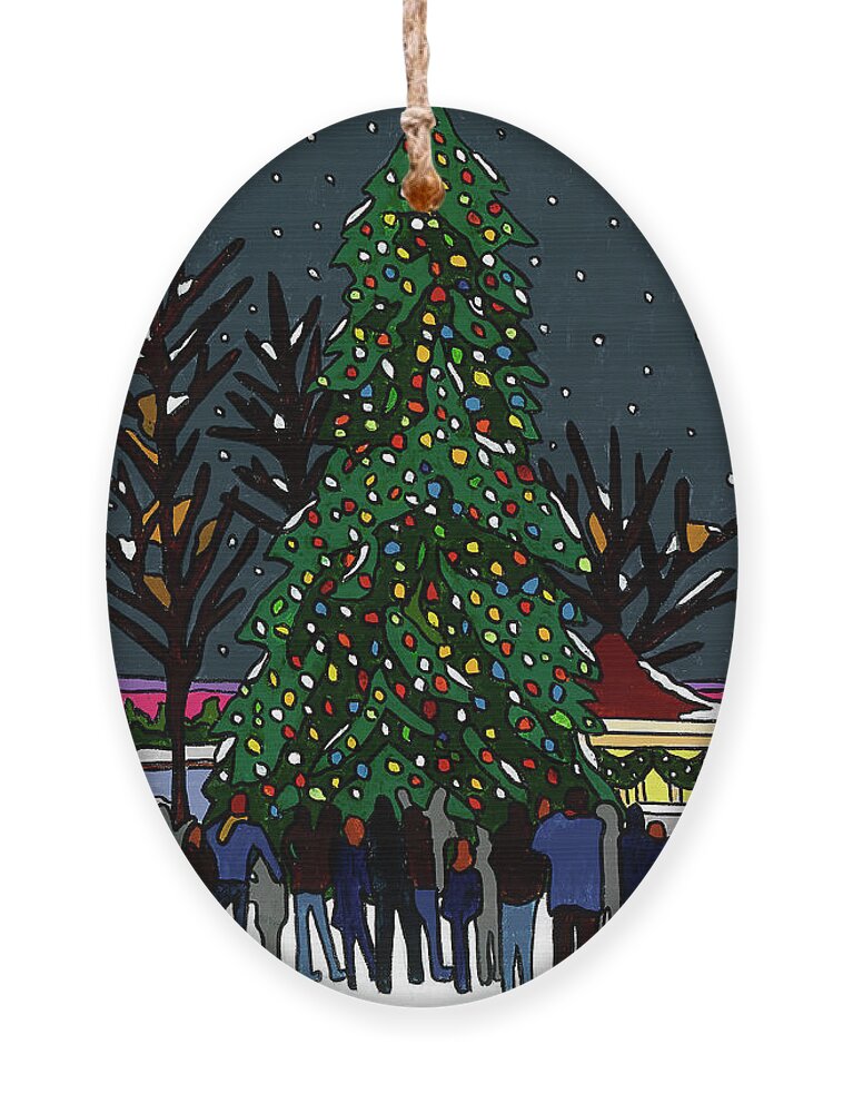 Christmas Valley Stream Tree Hendrickson Park Lake Central High School Ornament featuring the painting Christmas in Hendrickson Park by Mike Stanko