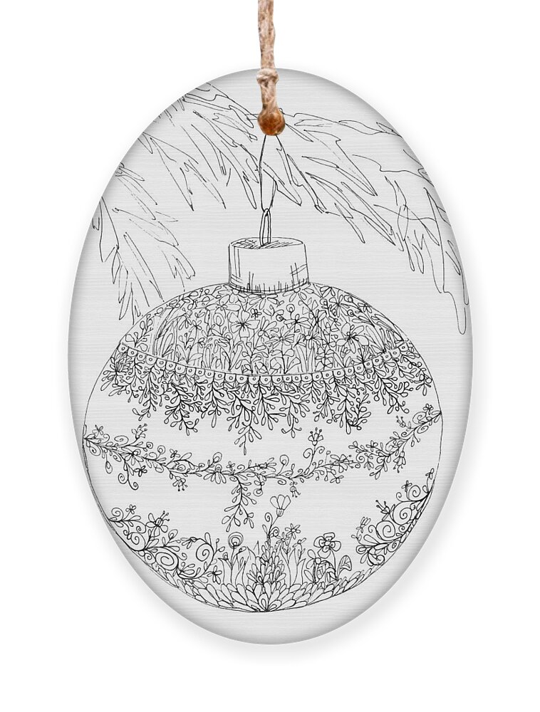 Christmas Ornament Ornament featuring the drawing Christmas Ornament - Line Art Drawing by Patricia Awapara