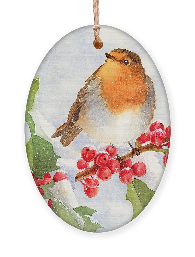 Christmas Ornament featuring the painting Christmas Robin by Espero Art