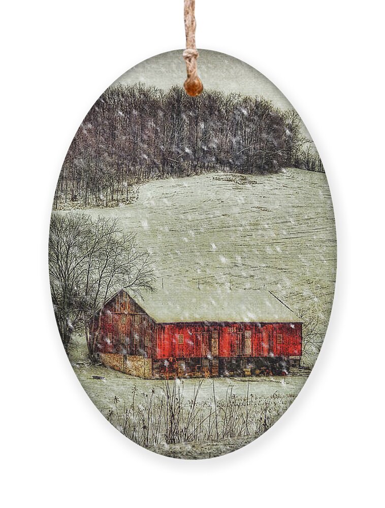 Red Barn Ornament featuring the photograph Circa 1855 by Lois Bryan