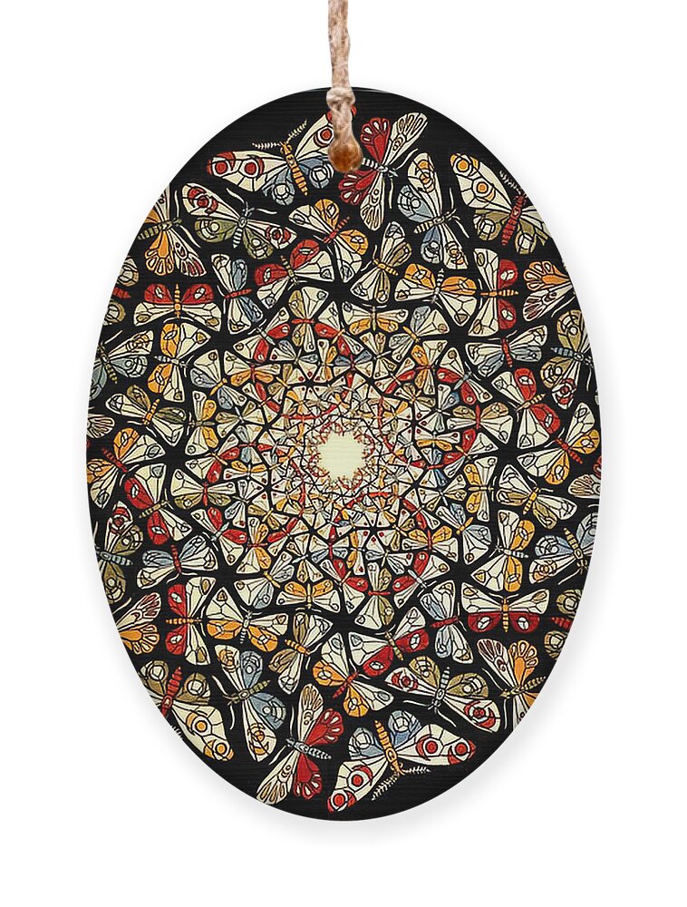 Circle Limit With Butterflies By M.c. Escher Ornament featuring the painting Circle Limit with Butterflies by M C Escher