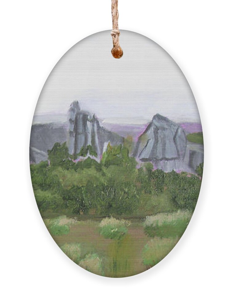Idaho Ornament featuring the painting City of Rocks climbing area by Linda Feinberg