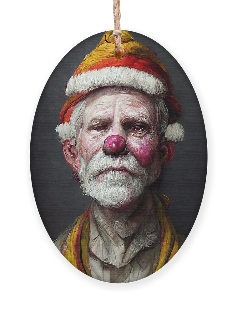 Santa Clown Ornament featuring the digital art Clown Santa Clause by Trevor Slauenwhite