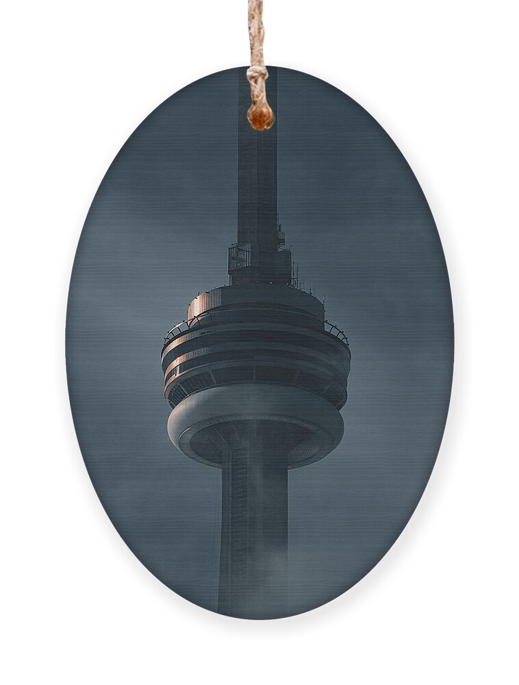 Cn Tower Ornament featuring the photograph CN Tower in the Mist by Dee Potter